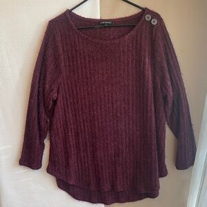 Lane Bryant Burgundy Ribbed Scoop Neck Sweater